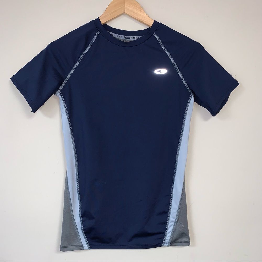 Champion Athletic Sport Shirt Boy’s XL 16-18 Navy Gray Top Exercise Short Sleeve